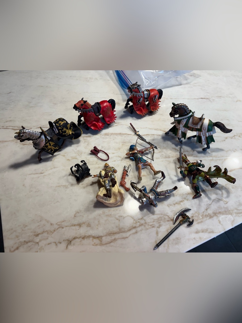 Medieval Knight and Red Armored Horse Playset - Kids Action Figures